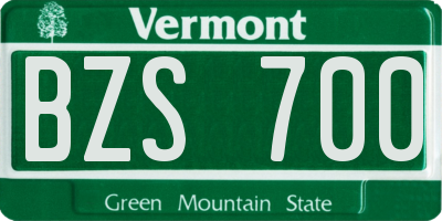 VT license plate BZS700