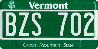 VT license plate BZS702