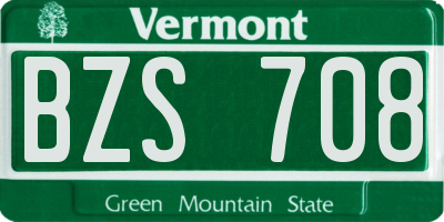 VT license plate BZS708