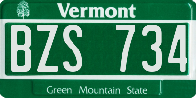 VT license plate BZS734