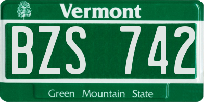 VT license plate BZS742