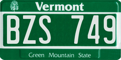 VT license plate BZS749