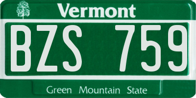 VT license plate BZS759