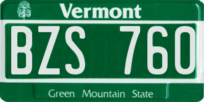 VT license plate BZS760