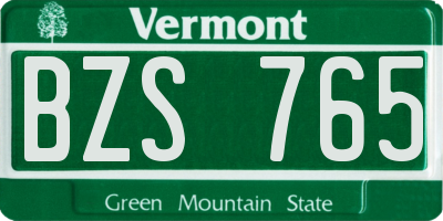 VT license plate BZS765