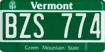 VT license plate BZS774