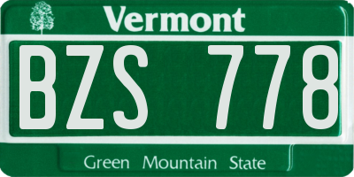 VT license plate BZS778