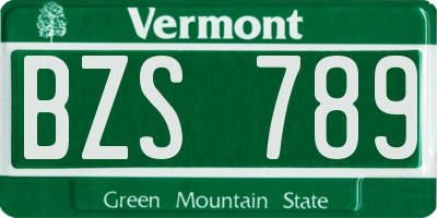 VT license plate BZS789