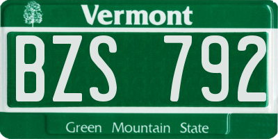 VT license plate BZS792