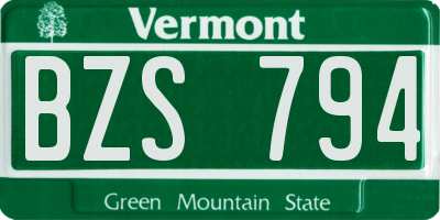 VT license plate BZS794