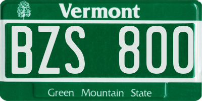 VT license plate BZS800