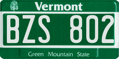 VT license plate BZS802