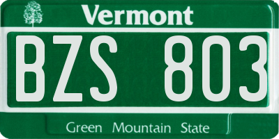 VT license plate BZS803