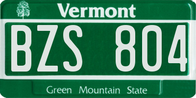 VT license plate BZS804