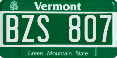 VT license plate BZS807
