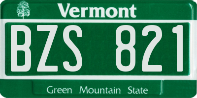 VT license plate BZS821