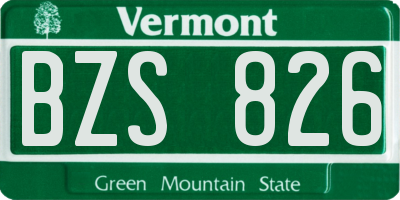VT license plate BZS826