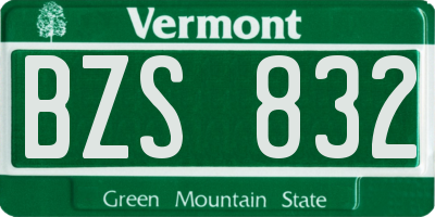 VT license plate BZS832