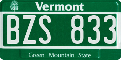 VT license plate BZS833