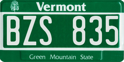 VT license plate BZS835