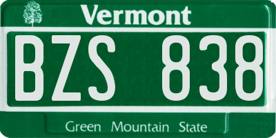 VT license plate BZS838