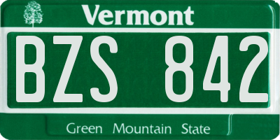 VT license plate BZS842