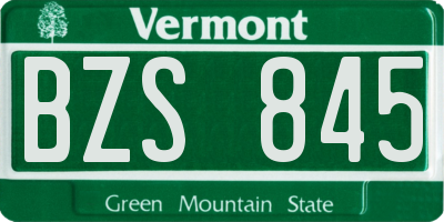 VT license plate BZS845