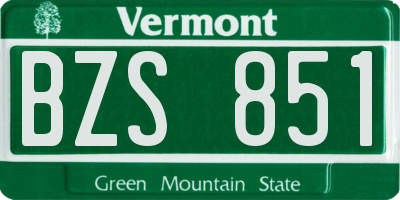 VT license plate BZS851