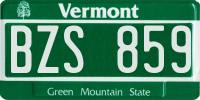 VT license plate BZS859