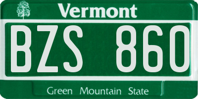 VT license plate BZS860
