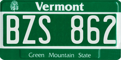 VT license plate BZS862