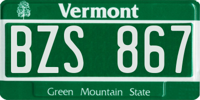 VT license plate BZS867