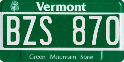 VT license plate BZS870