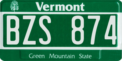 VT license plate BZS874