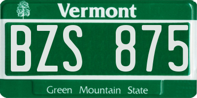 VT license plate BZS875