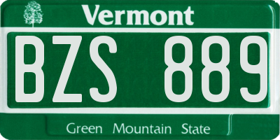 VT license plate BZS889