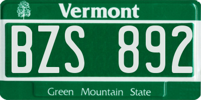 VT license plate BZS892