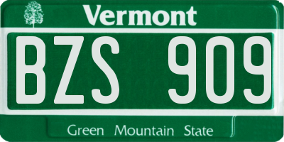 VT license plate BZS909