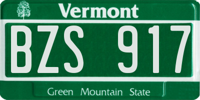 VT license plate BZS917