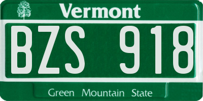 VT license plate BZS918