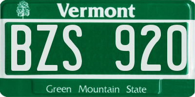 VT license plate BZS920