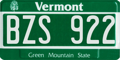 VT license plate BZS922