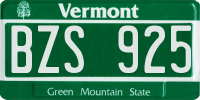 VT license plate BZS925
