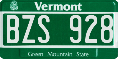 VT license plate BZS928
