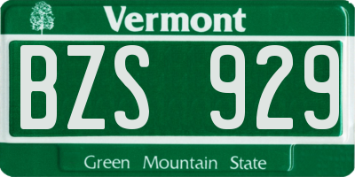 VT license plate BZS929