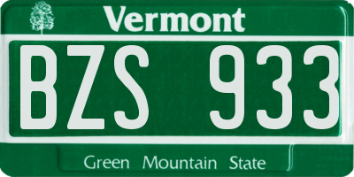 VT license plate BZS933