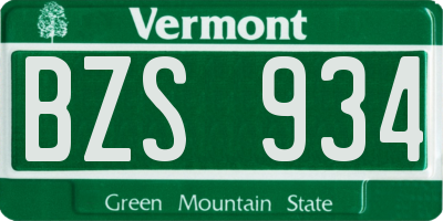 VT license plate BZS934