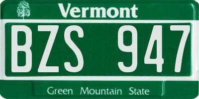 VT license plate BZS947
