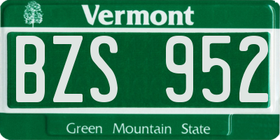 VT license plate BZS952
