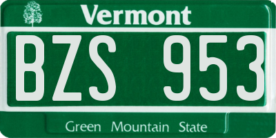 VT license plate BZS953